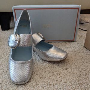 Frances Valentine Katy Mary Jane Snake Silver sz 9